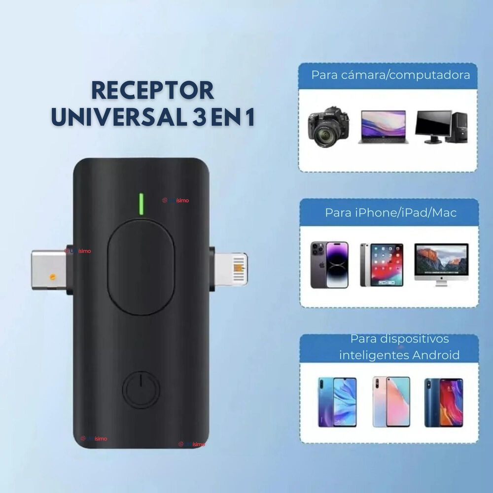 Pack 2 Micr&oacute;fonos Inal&aacute;mbrico 3 En 1 Para Celular Iphone Android Profesional Lavalier image number 5.0