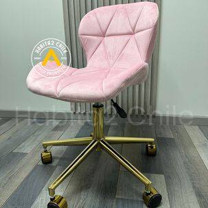 Silla Escritorio Mariposa Felpa Pedestal Dorado