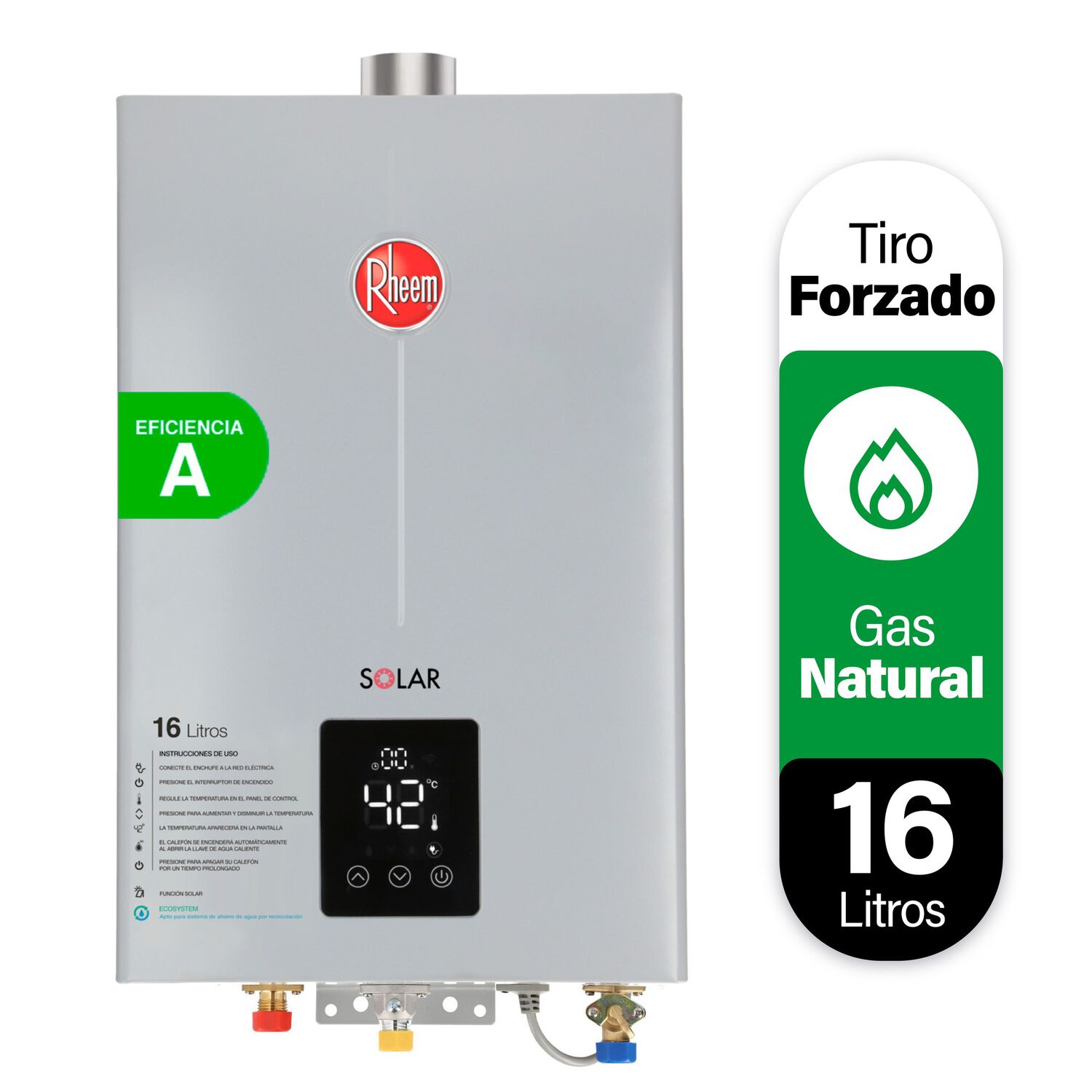 Calefont 16 Litros Gas Natural Tiro Forzado Rheem image number 1.0