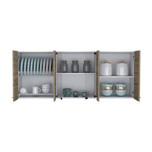 Mueble Superior De Cocina 6 Puertas 150x60x31,5 Cm Café Y Blanco