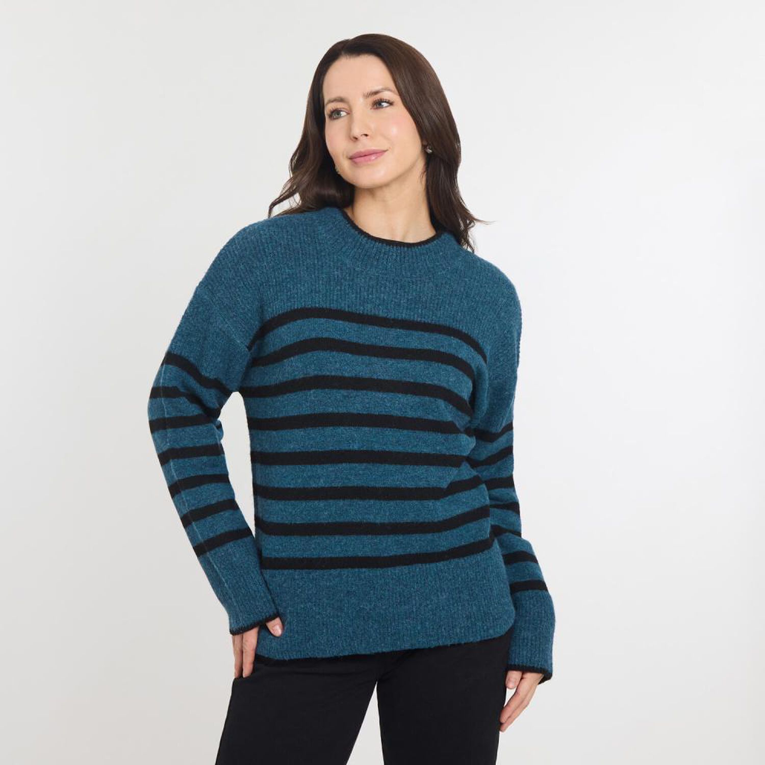 Sweater Listado Regular Manga Larga Cuello Alto Mujer Geeps image number 0.0