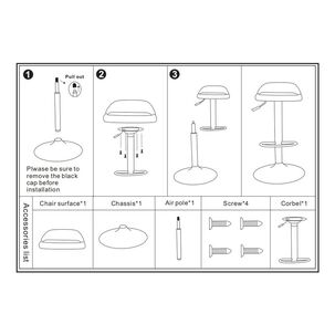 Pack 2 Sillas Bar Altura Regulable Con Respaldo Color Negro