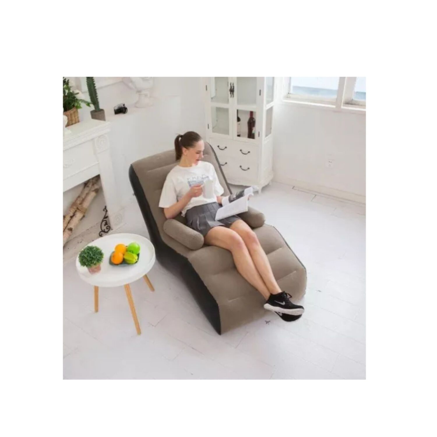 Sof&aacute; Sill&oacute;n Silla Puff Inflable Apoya Brazos Tumbona Camping image number 8.0