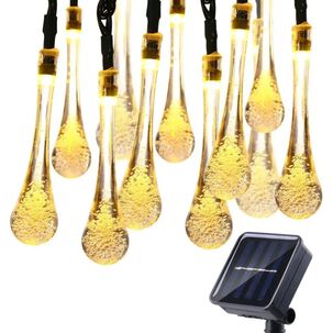 Guirnalda Solar Gotitas Cálida Luces Led Jardin 5 Metros