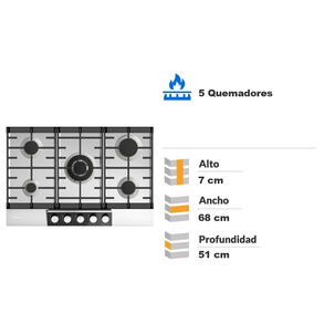 Encimera A Gas Ursus Trotter GS-75T GN / 5 Quemadores