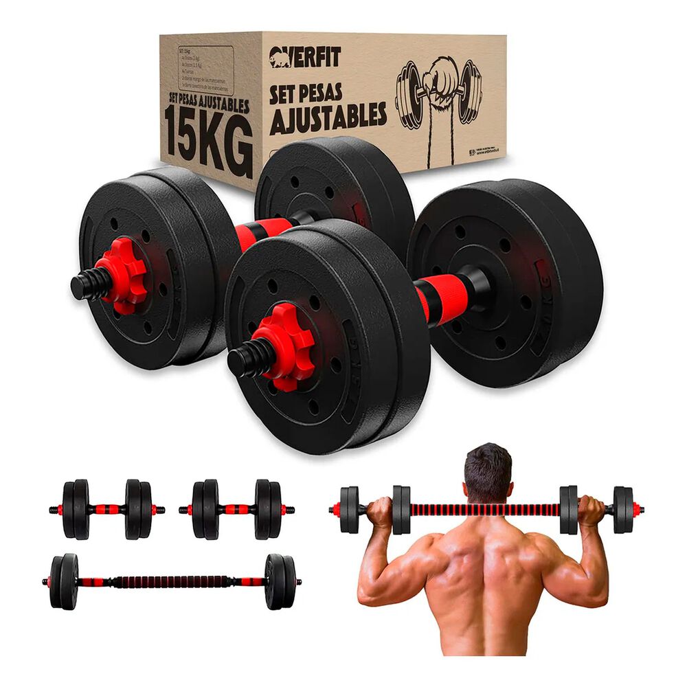Set Mancuernas Y Barra Unibles 15kg Fitness Pesas Ajustables image number 0.0
