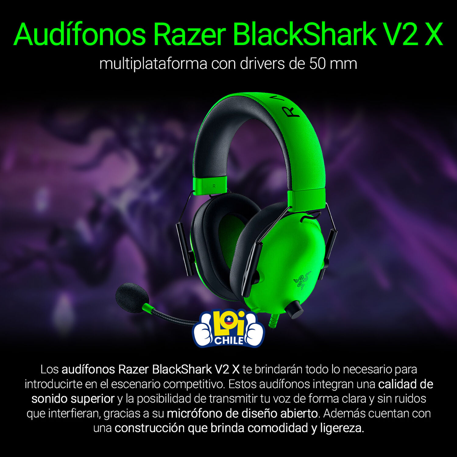 Aud&iacute;fonos Gamer Razer Blackshark V2 X Green image number 4.0