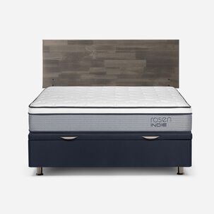 Cama Baúl Rosen Indie / 2 Plazas / Base Normal + Respaldo Tabor Grafito