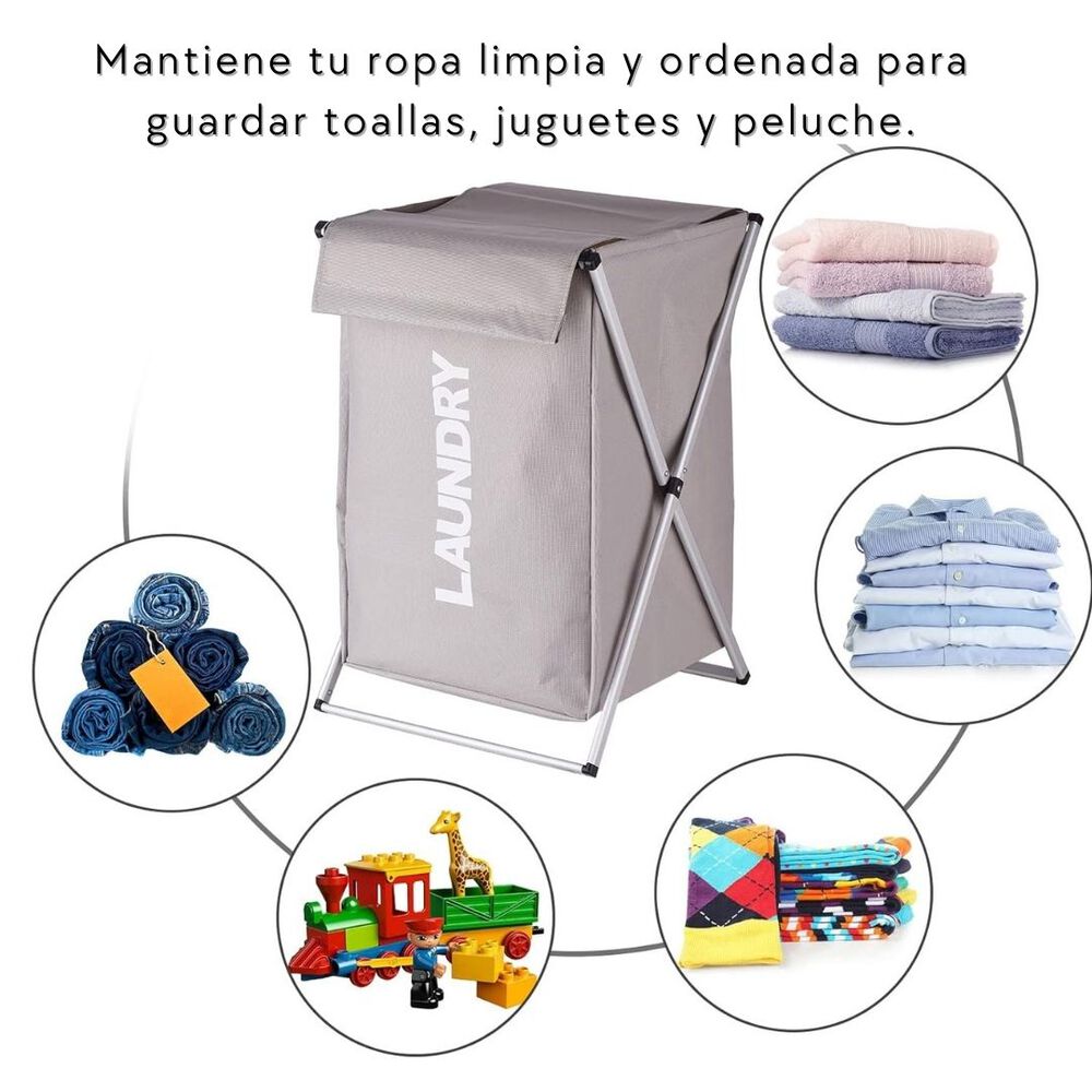 Canasto Ropa Sucia Plegable Tela Diseño Simple image number 3.0