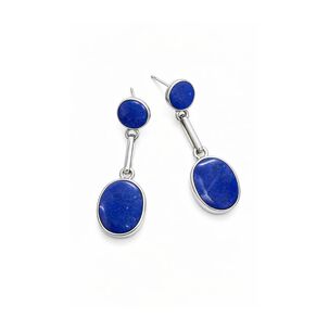 Aros Lapisl&aacute;zuli Ovalado Plata 950 Tornillo Mariposa Colgantes Mujer Elegantes Piedra Azul.