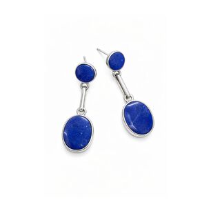 Aros Lapisl&aacute;zuli Ovalado Plata 950 Tornillo Mariposa Colgantes Mujer Elegantes Piedra Azul.