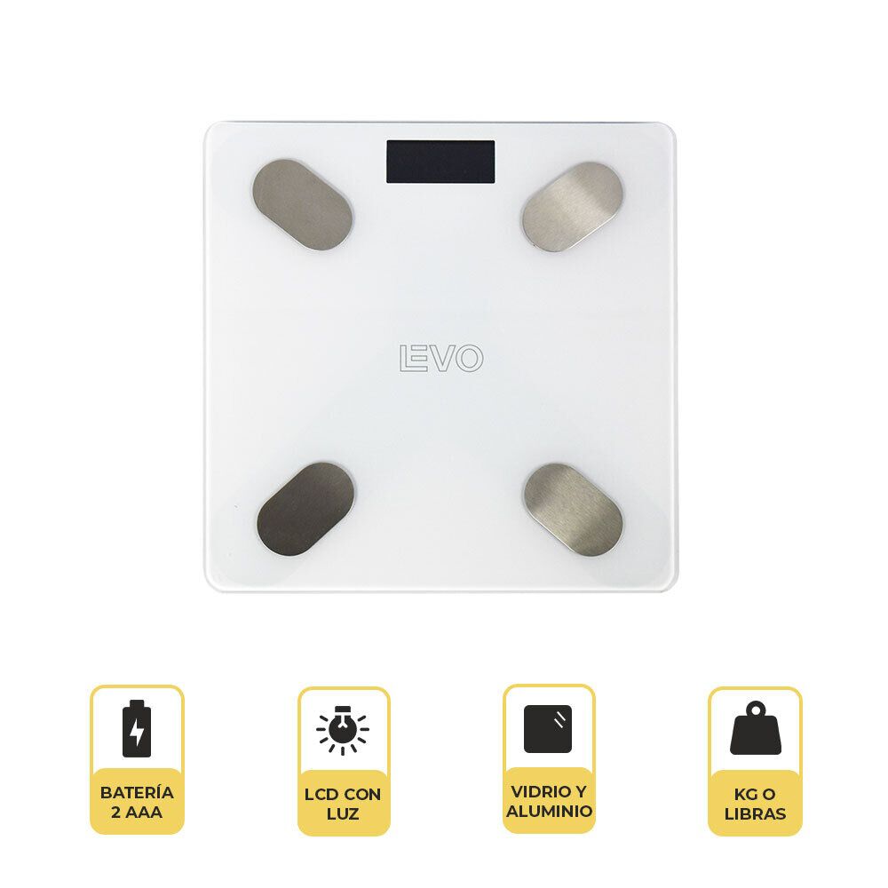Pesa Digital Balanza Ba&ntilde;o Bluetooth Blanca Inteligente Levo image number 1.0