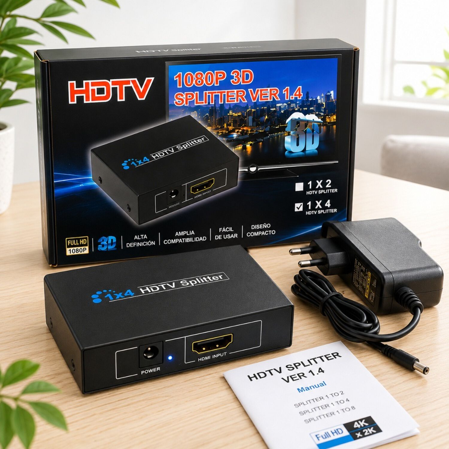 Splitter Hdmi 1 A 4 Pantallas Full Hd 1080p 60hz image number 1.0