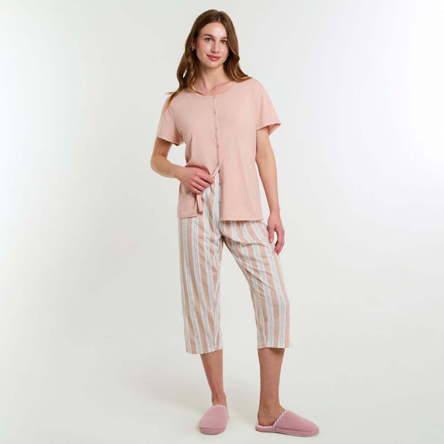 Pijama Capri Manga Corta Mujer Lesage image number 1.0