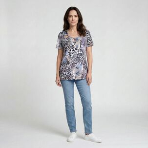 Polera Manga Corta Cuello Redondo Mujer Lesage