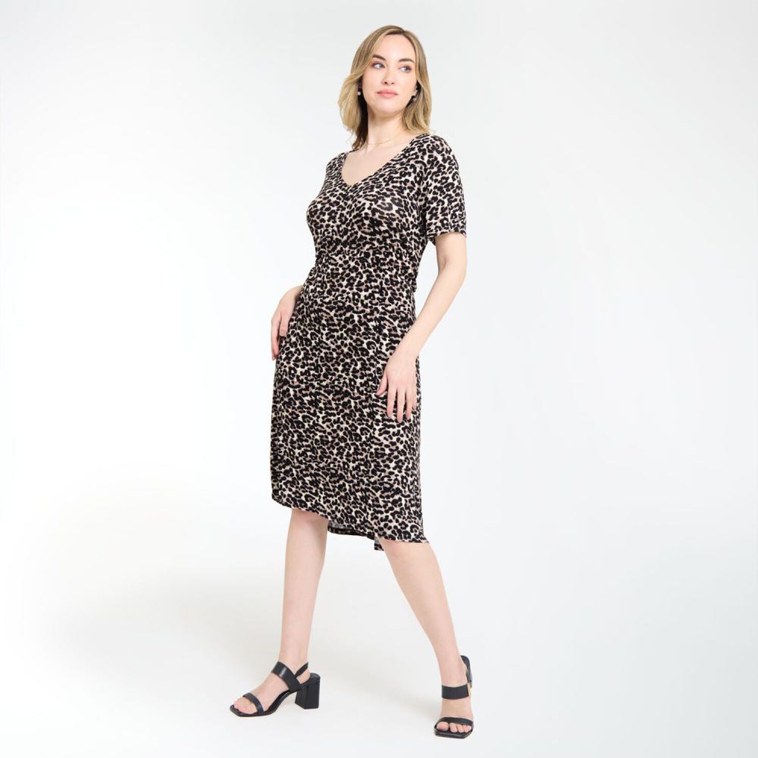 Vestido Full Print Manga Corta Cuello V Mujer Lesage image number 2.0