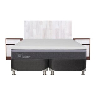 Box Spring Cic Ortopedic Advance / 2 Plazas / Base Dividida + Set de Maderas Legno