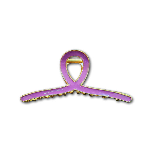 Traba Met&aacute;lica Garra Tibur&oacute;n Para Cabello Resina Lila