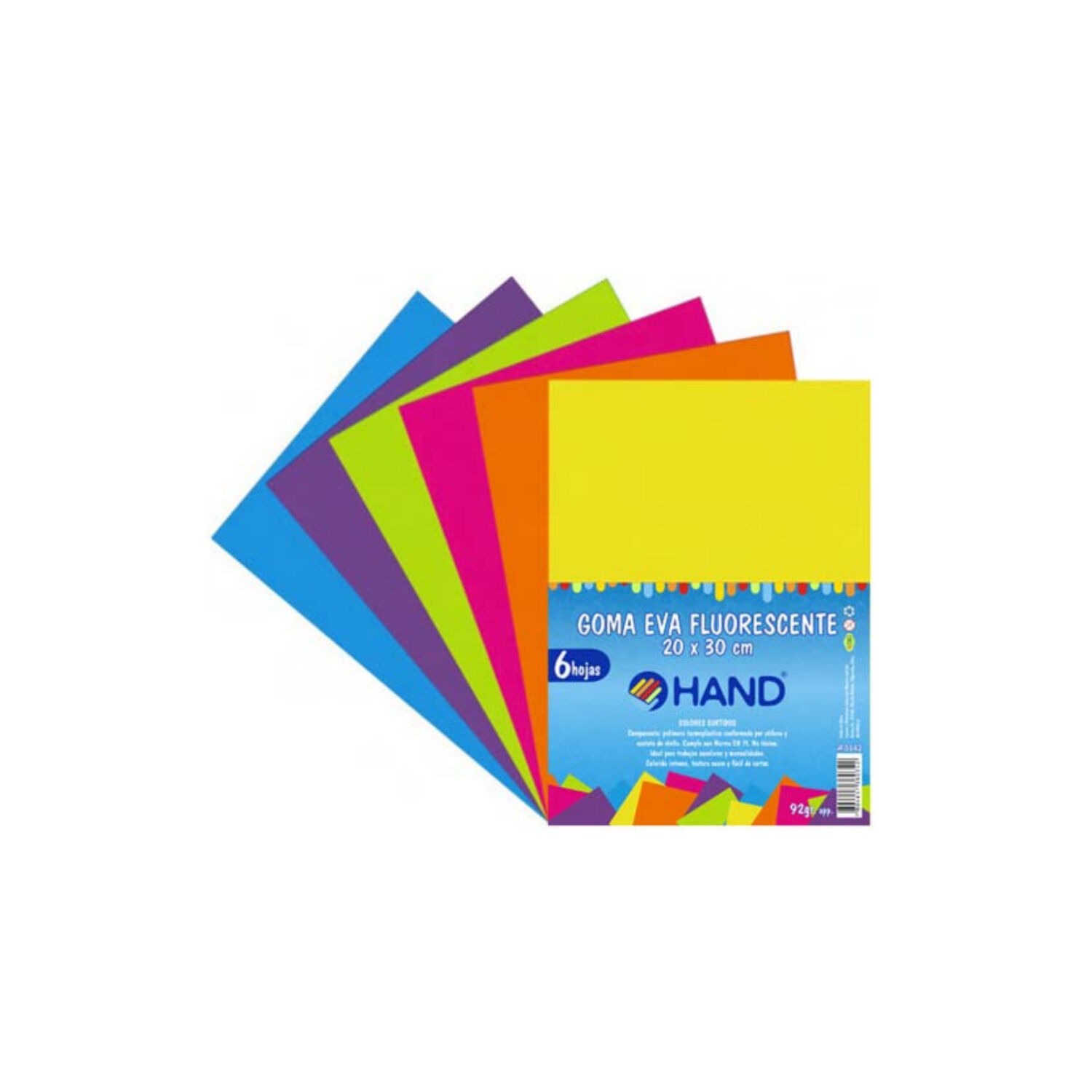 Pack 60 Hojas Goma Eva Fluorescente 20x30cms Colores - Ps image number 0.0