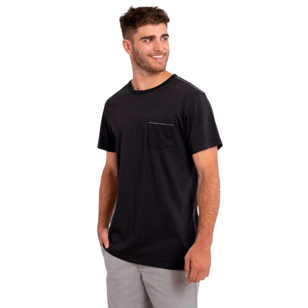 Polera Org&aacute;nica Con Bolsillo Negro Hombre Falcone image number 2.0