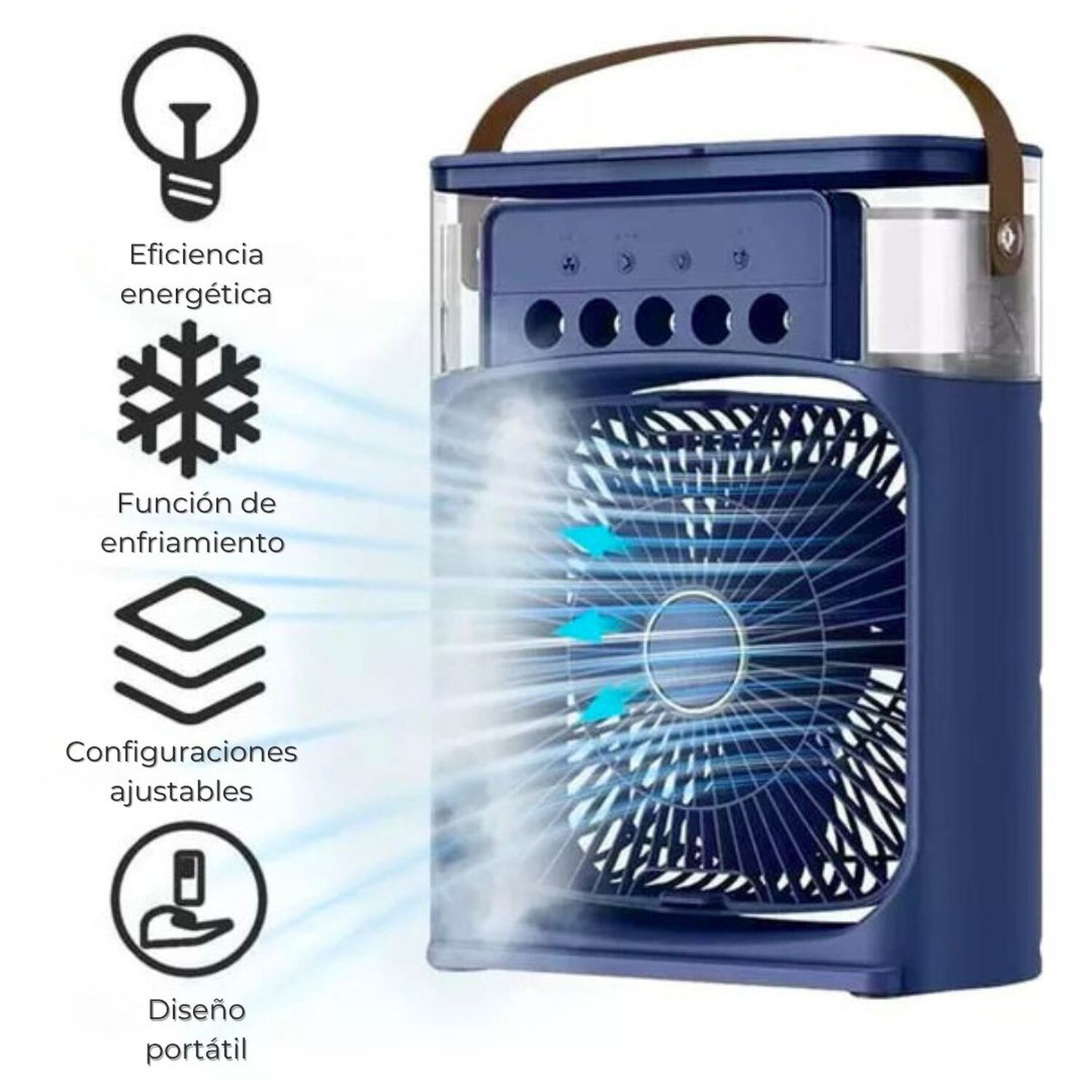 Climatizador Port&aacute;til Fr&iacute;o 4 En 1 Ventilador Humificador Enfriador Lampara Led 220v Usb Azul image number 3.0