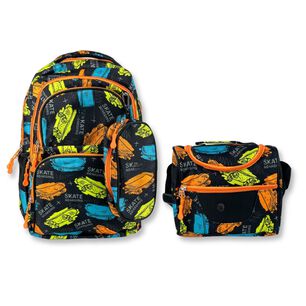 Pack Mochila Lonchera Estuche 45cm Juvenil Y Escolar Yellow Skateboards