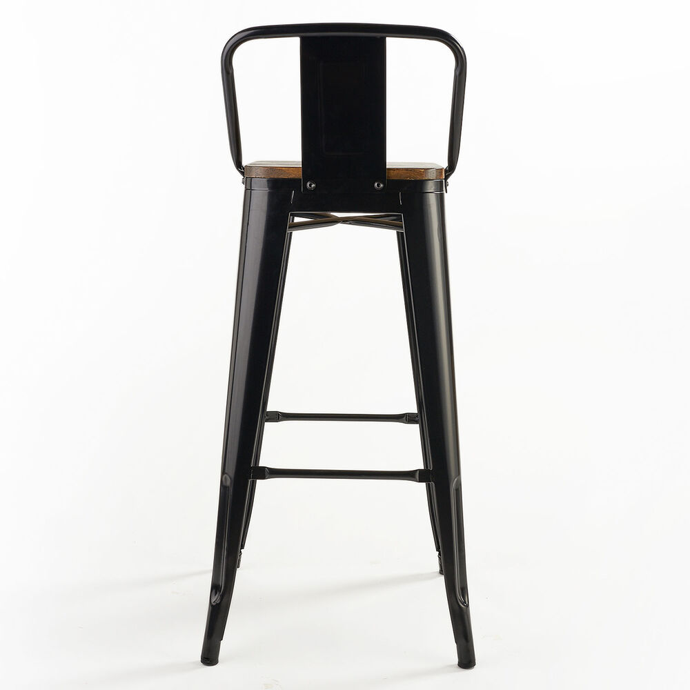 Pack 4 Pisos De Bar Tolix Asiento De Madera Negro Novahus image number 2.0