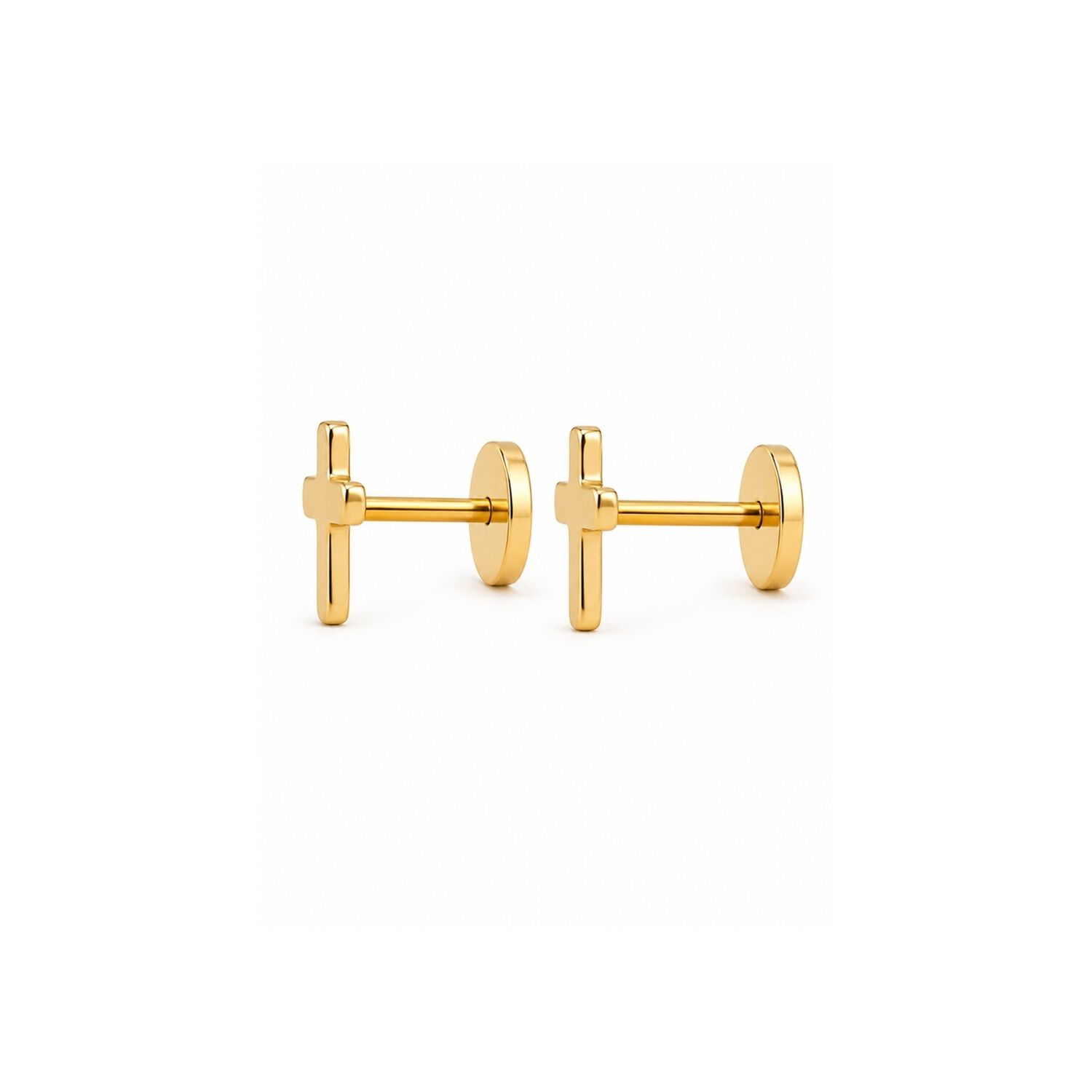 Aros Abridores Cruz 7mm Oro 18k A Presi&oacute;n Beb&eacute; Ni&ntilde;a Dorado image number 1.0