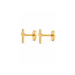 Aros Abridores Cruz 7mm Oro 18k A Presi&oacute;n Beb&eacute; Ni&ntilde;a Dorado