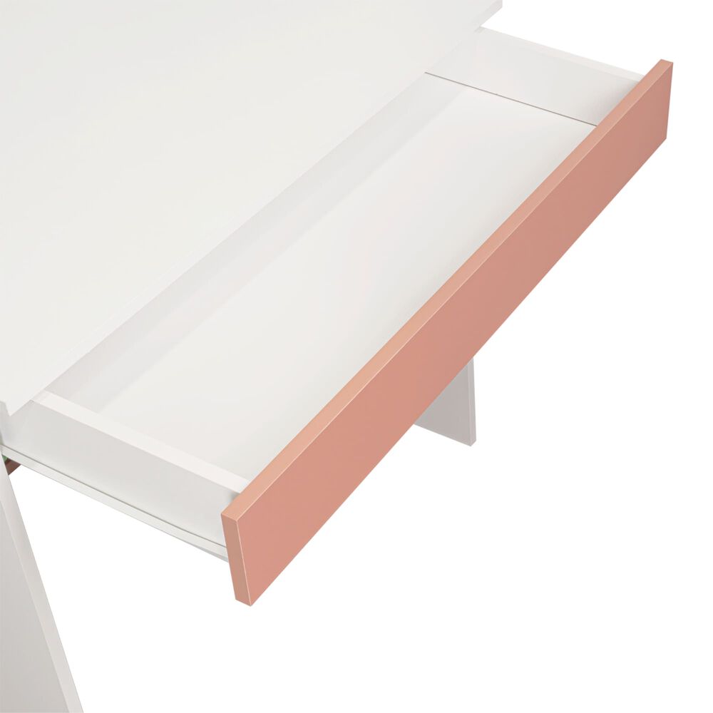 Escritorio Con 1 Cajon 73x80x49,8 Cm Blanco Y Salmon image number 4.0