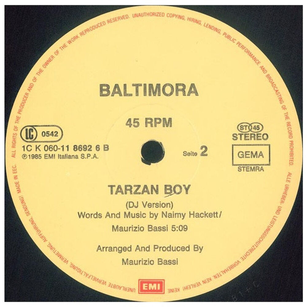 Baltimora - Tarzan Boy | 12" Maxi Single Vinilo Usado image number 3.0