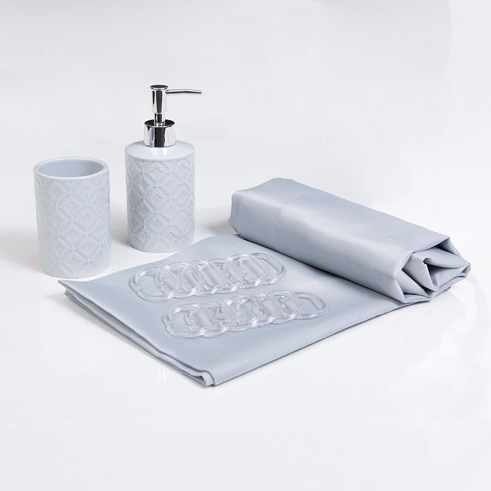 Set Baño 4 Pzas Mashini Gris image number 0.0