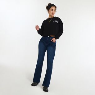 Jeans Flare Con Focalizado Tiro Medio Flare Mujer Freedom