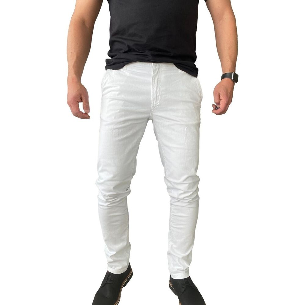 Pantal&oacute;n Elasticados Gabardina Blanco Para Hombres image number 8.0