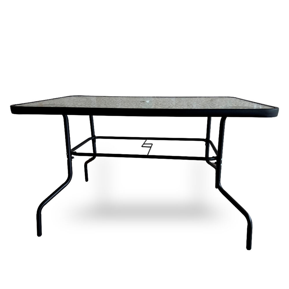 Mesa Terraza Vidrio Y Acero 120x80x72cm Negra image number 4.0