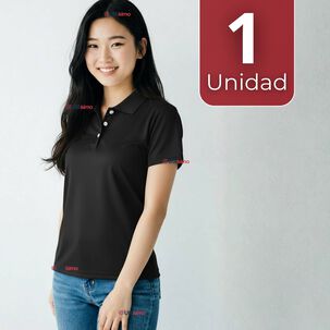 Polera Pique Premium 200g Manga Corta 100% Algodón Textura Suave Chemise Negro Mujer
