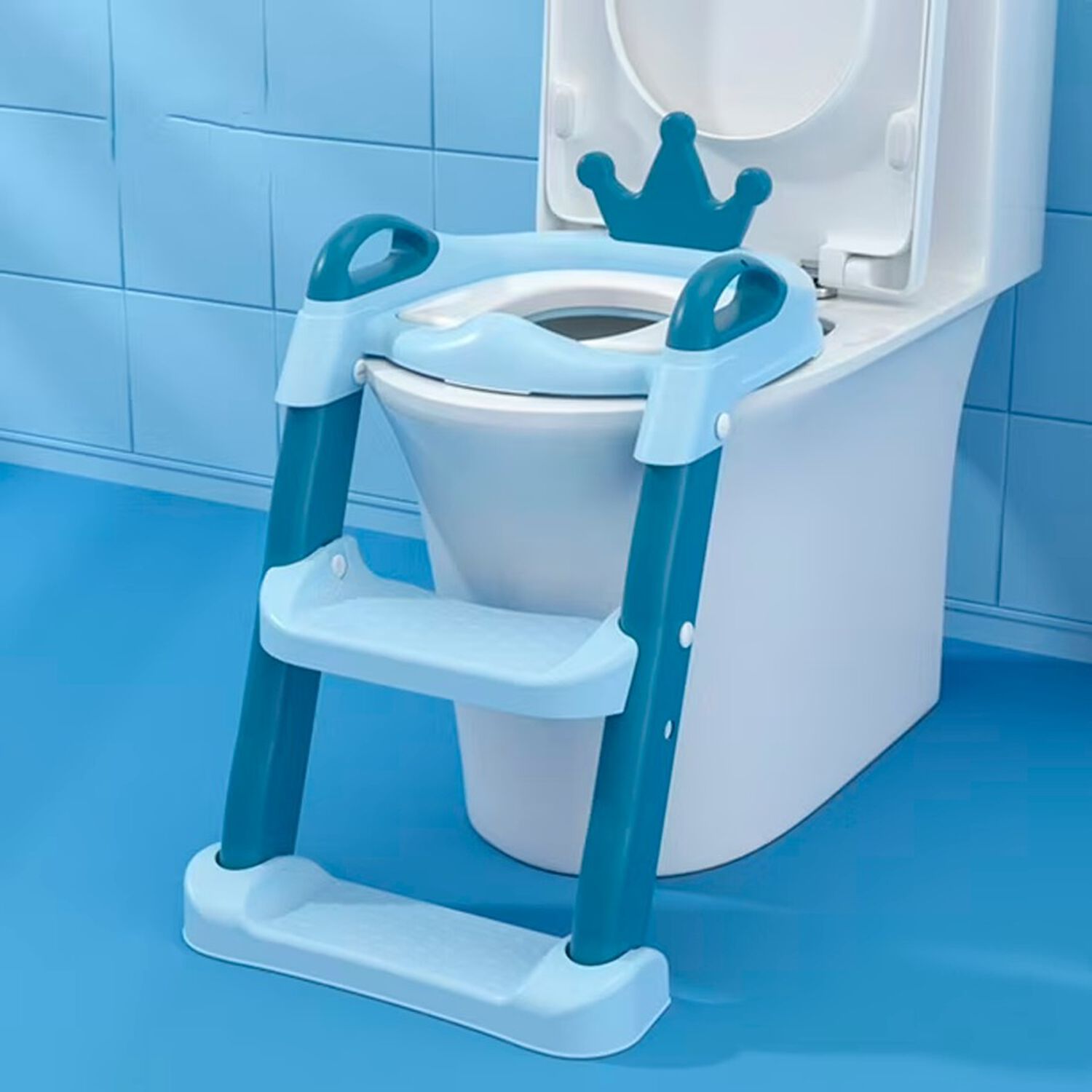 Escalera De Ba&ntilde;o Para Ni&ntilde;os Dise&ntilde;o Coronita Azul image number 3.0