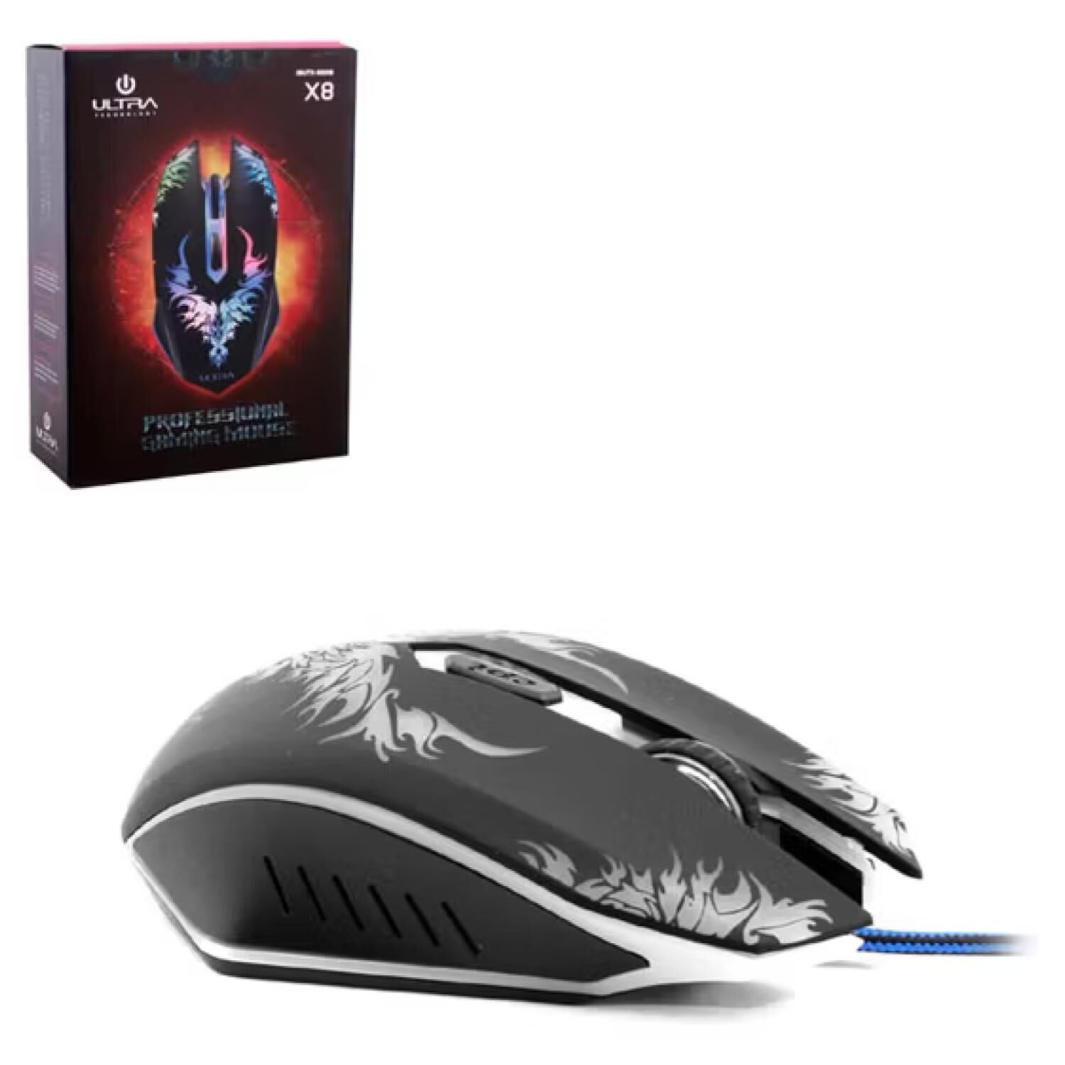 Mouse Gamer Alambrico Usb Ergonomico 2400dpi Rgb X8 image number 2.0