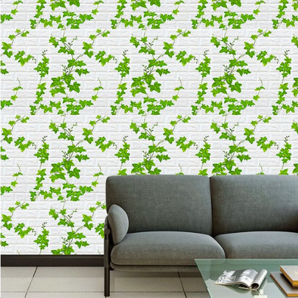 Pack 10 Lamina Papel Mural Autoadhesivo 3d Ladrillo Plantas image number 4.0
