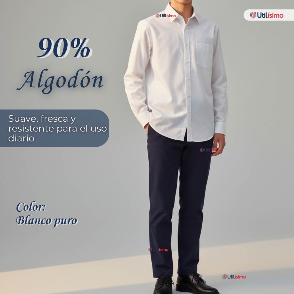 Camisa Escolar Blanca Manga Larga Colegio Para Ni&ntilde;os Y Juvenil image number 3.0