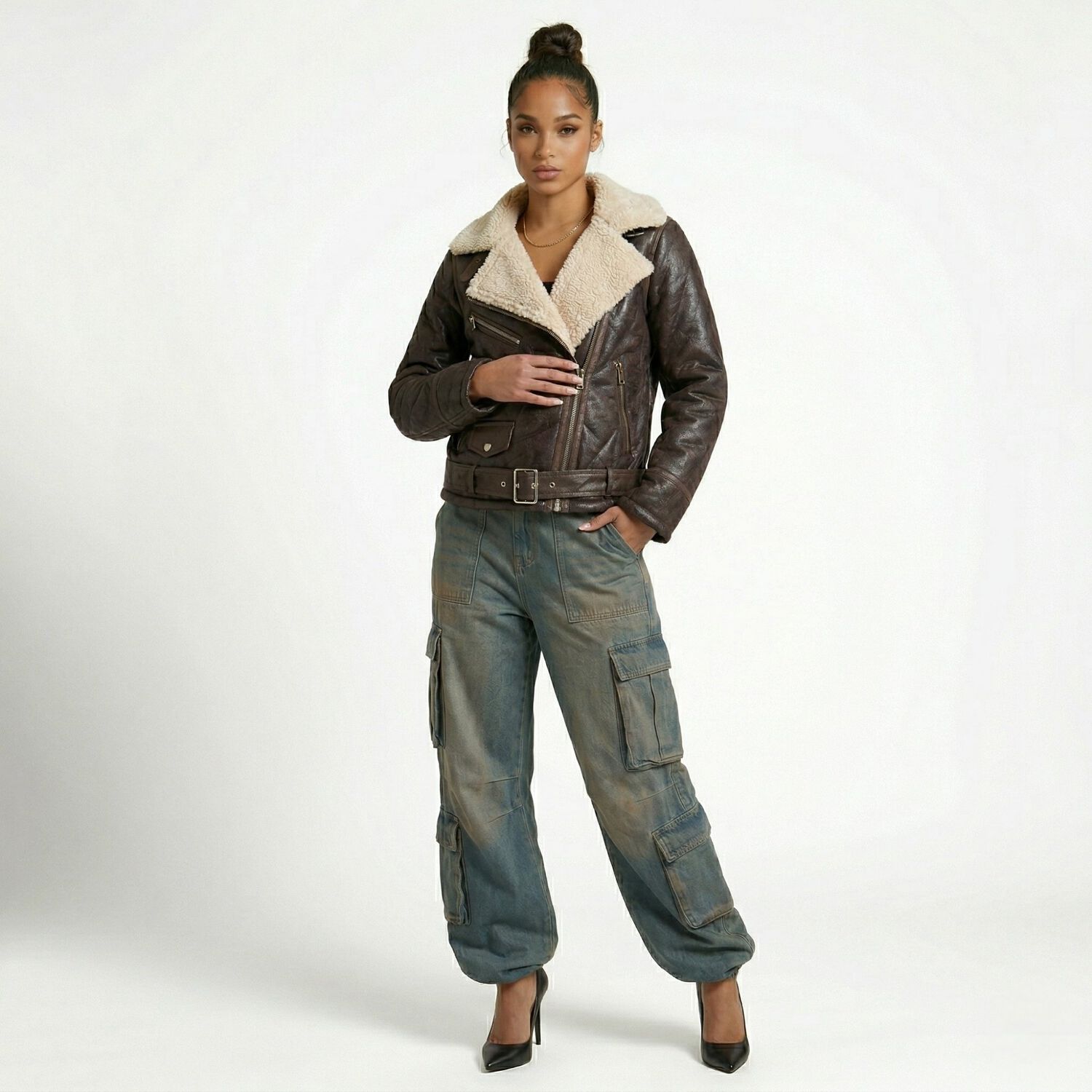 Chaqueta Aviadora Ecocuero Soft Forro Mujer Regina image number 2.0