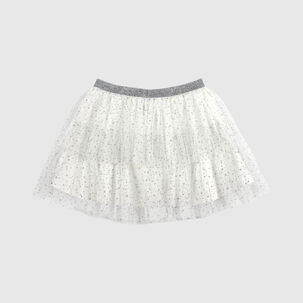 Falda Tutu Blanca Brillos Grises