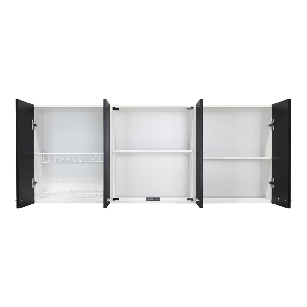 Mueble Superior De Cocina 6 Puertas 150x60x31,5 Cm Negro Y Blanco image number 5.0