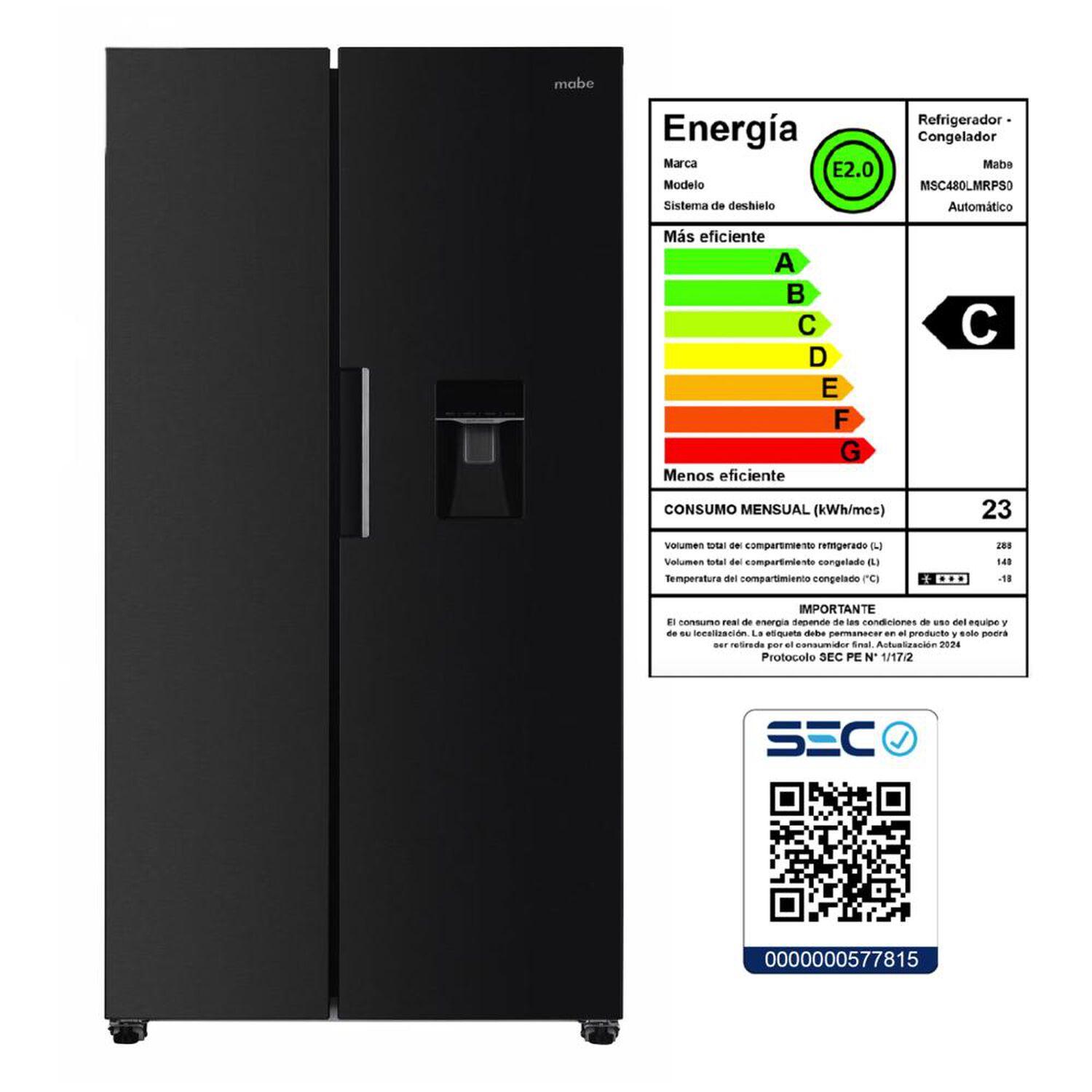 Refrigerador Side By Side Mabe Msc480lmrps0 / No Frost / 436 Litros / C image number 9.0