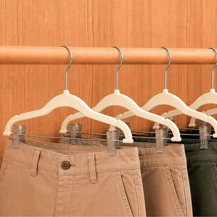 Colgadores De Ropa Con Clip Pack 6 Beige Antideslizantes Nautica Home