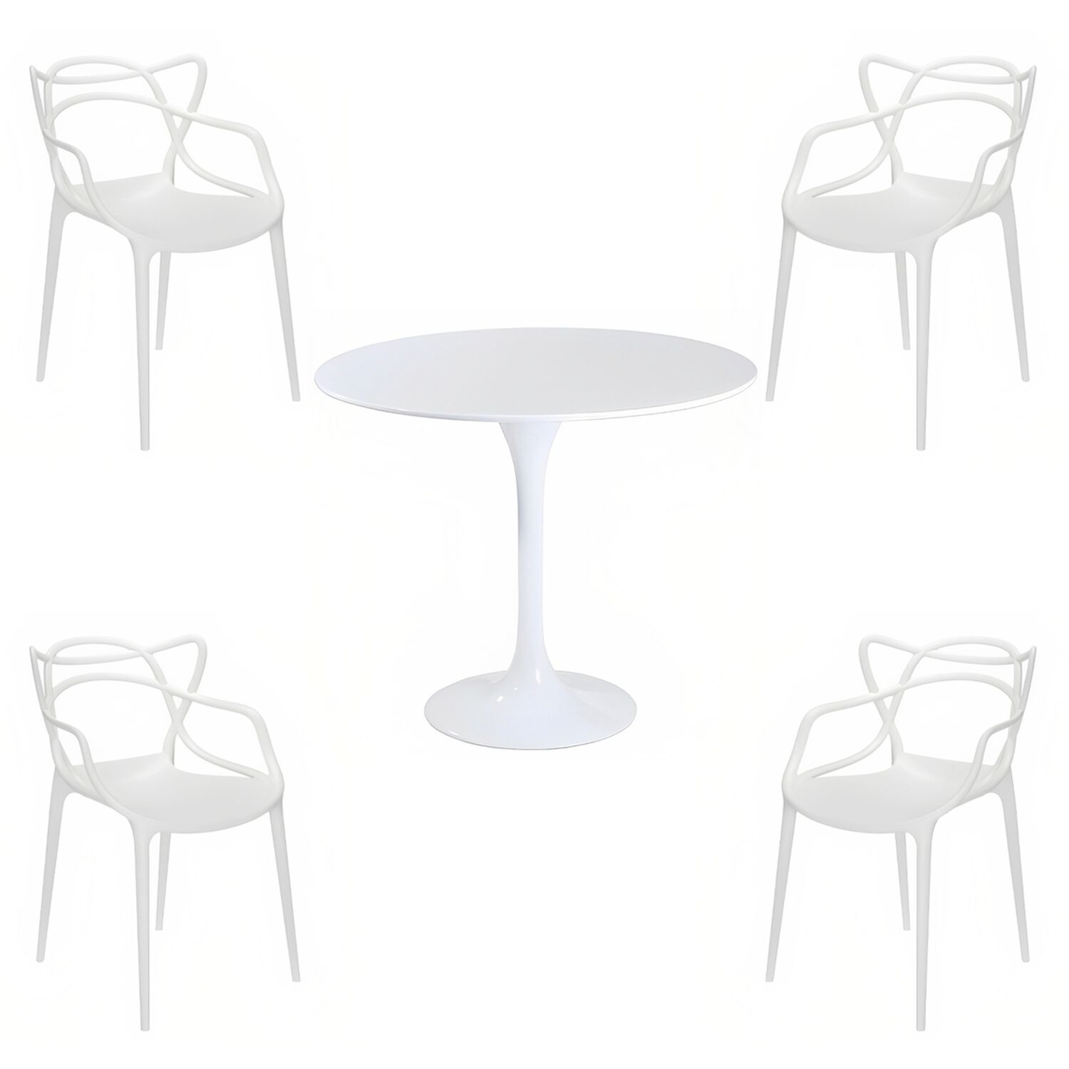 Comedor Mesa Tulip Blanca 80cm - 4 Sillas Master Blancas image number 0.0