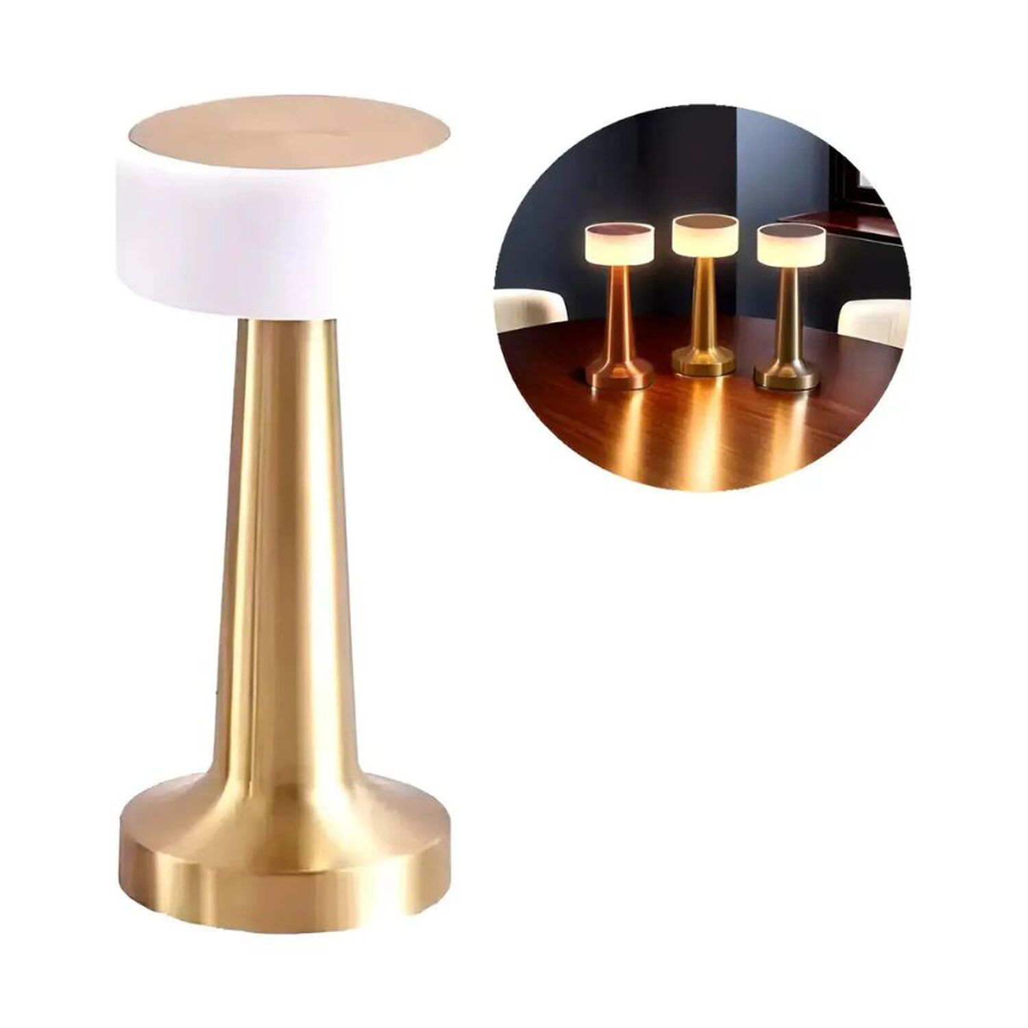 L&aacute;mpara Mesa Led Recargable T&aacute;ctil Inal&aacute;mbrica Dorada image number 4.0