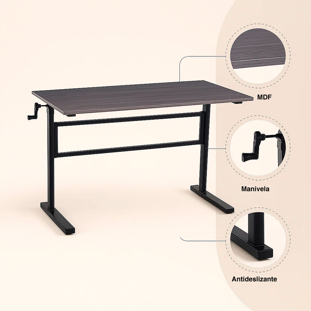 Escritorio De Trabajo Con Altura Regulable Standing Desk - Gris image number 4.0