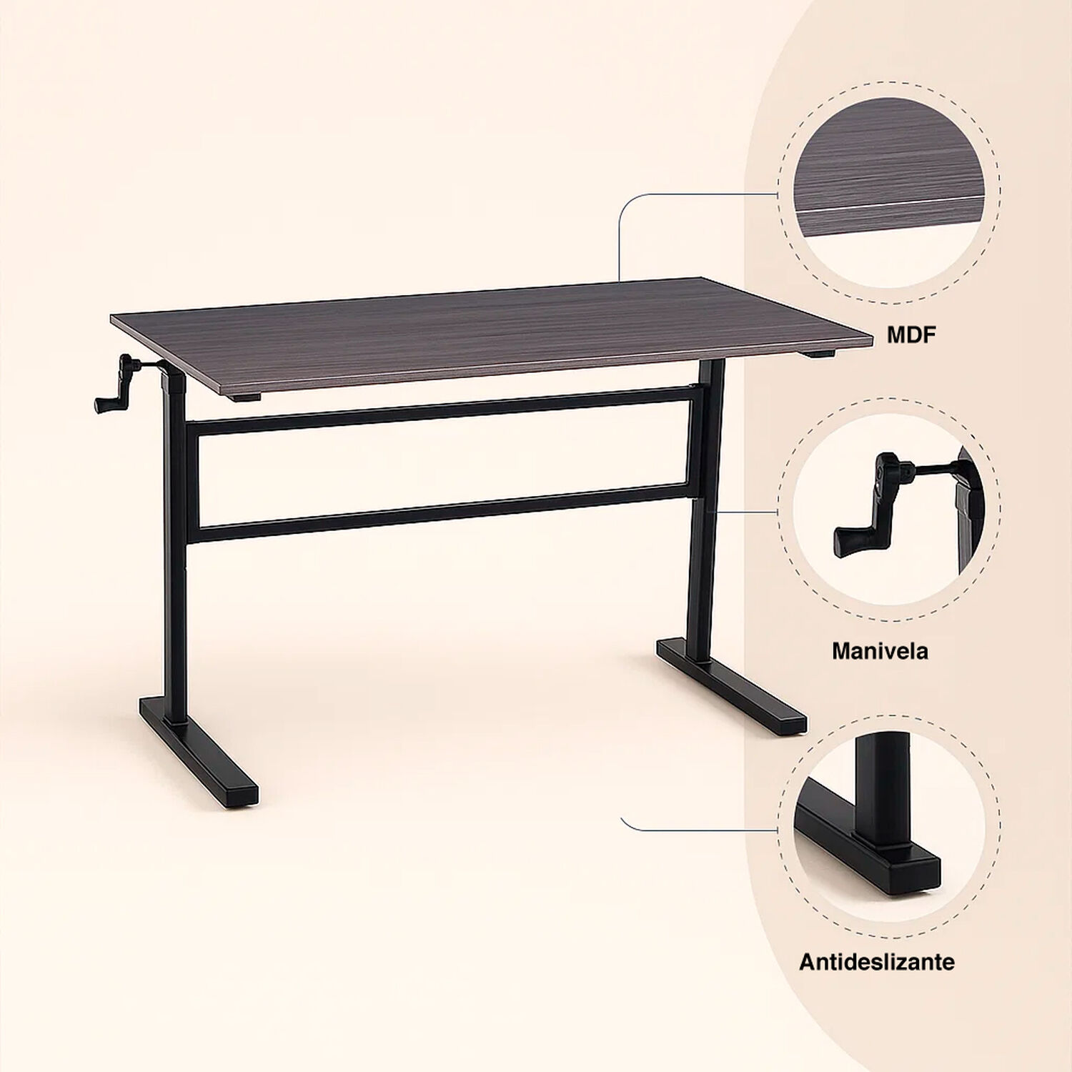 Escritorio De Trabajo Con Altura Regulable Standing Desk - Gris image number 4.0