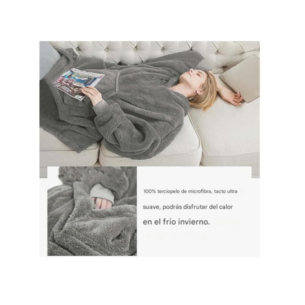 Poleron Felpa Con Capucha Manta Polar Bata Frazada Inviern image number 19.0